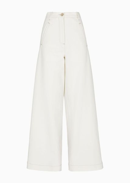 Jeans Authentique White Femme Pantalon Large Collection Denim En Denim De Coton Stretch