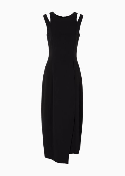 Black Moderne Robe Mi-Longue En Cady De Viscose Armani Sustainability Values Robes Femme