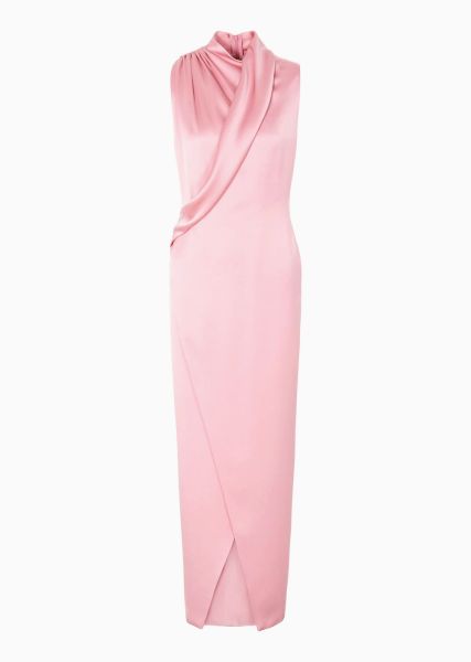 Femme Pink Robes Robe Longue En Double Satin De Soie Grand