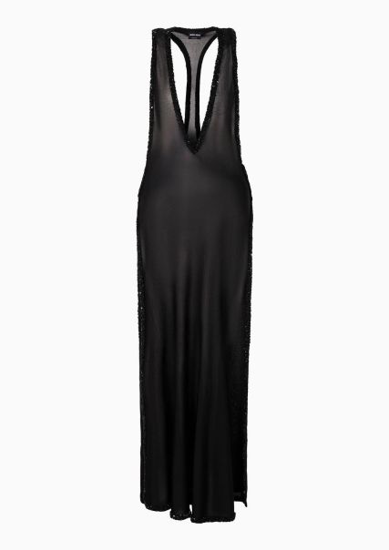 Robes Femme Robe Longue En Viscose Avec Broderie Complet Black