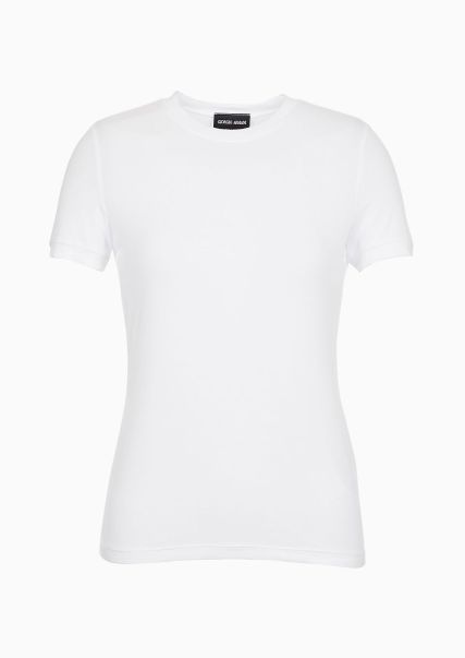 White Femme T-Shirt En Jersey De Viscose Stretch T-Shirts Prix Imbattable