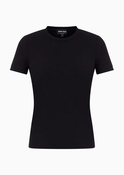 T-Shirts T-Shirt En Jersey De Viscose Stretch Black Abordable Femme