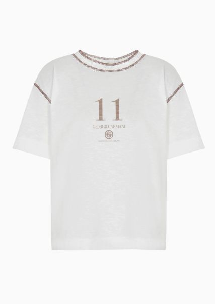 T-Shirts White T-Shirt À Col Ras-Du-Cou En Jersey De Pur Coton Atelier 11 Femme Vendre