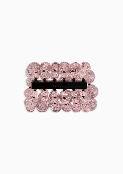 Femme Joaillerie Pink Bracelet Élastique Multi-Rangs Avec Boules En Résine Rester