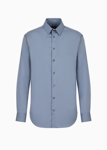 Chemise Coupe Slim En Popeline De Coton Homme Light Blue Découvrir Chemises Classiques