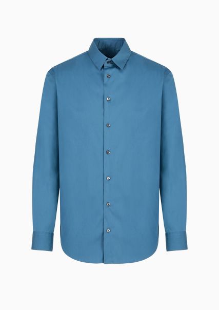 Homme Medium Blue Chemise Coupe Slim En Popeline De Coton Grand Chemises Classiques