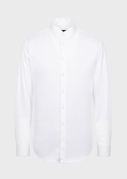 Acheter Homme White Chemise Coupe Slim En Jersey De Coton Chemises Classiques