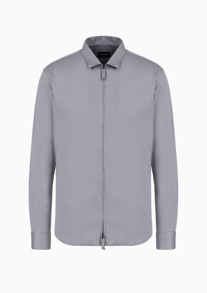 Chemises Mode Qualité Constante Chemise Zippée En Jersey De Coton Dark Grey Homme