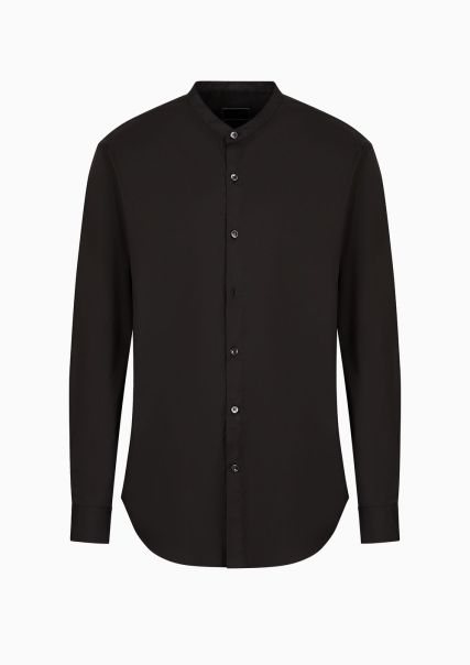 Chemises Mode Homme Chemise Icon En Coton Stretch Uni Doux Black