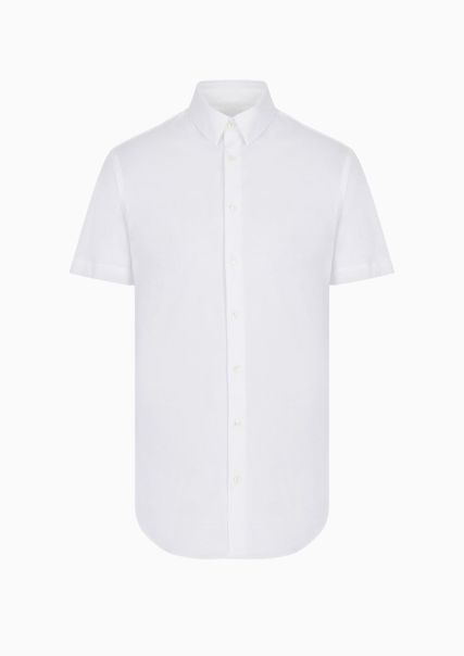 Chemises Mode Prix Discount Homme White Chemise À Manches Courtes En Jersey De Coton