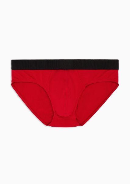 Luxueux Slip En Jersey Stretch Avec Bande Logotypée Sous-Vêtements Homme Red