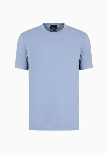 Light Blue Homme Unique T-Shirt Ras-Du-Cou En Jersey De Viscose Stretch Icon T-Shirts