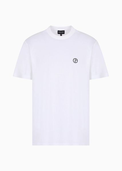 White T-Shirts Exclusif T-Shirt En Interlock De Pur Coton Avec Broderie Logo Homme