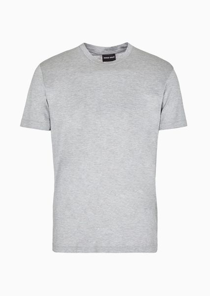 Abordable Homme Light Grey T-Shirts T-Shirt En Jersey Rasé De Soie Et Coton Mélangés