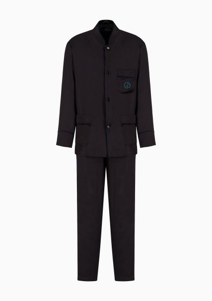 Qualité Supérieure Black Vêtements De Détente Homme Pyjama En Soie Avec Monogramme
