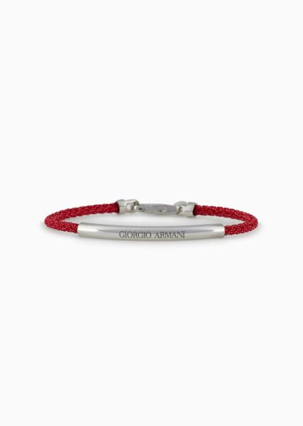 Red Bracelet En Cuir Tressé Avec Détail En Argent 925 Promotion Homme Bijoux