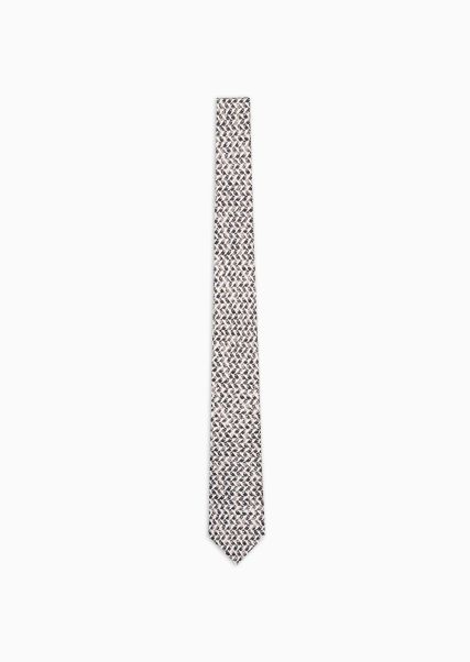Esthétique Ties Cravate En Soie Imprimée Armani Sustainability Values Homme Grey
